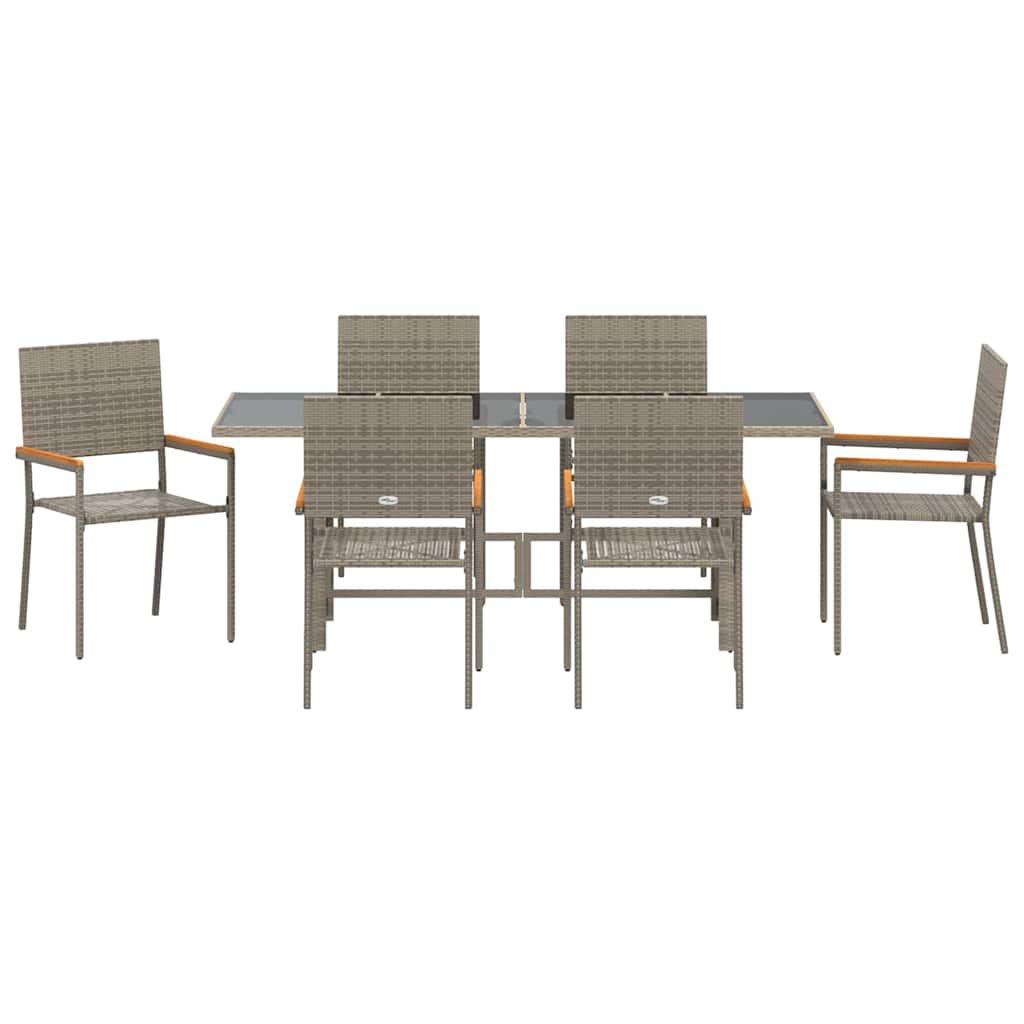 Garden Dining Set 7 pcs Grey Poly Rattan