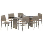 Garden Dining Set 7 pcs Grey Poly Rattan