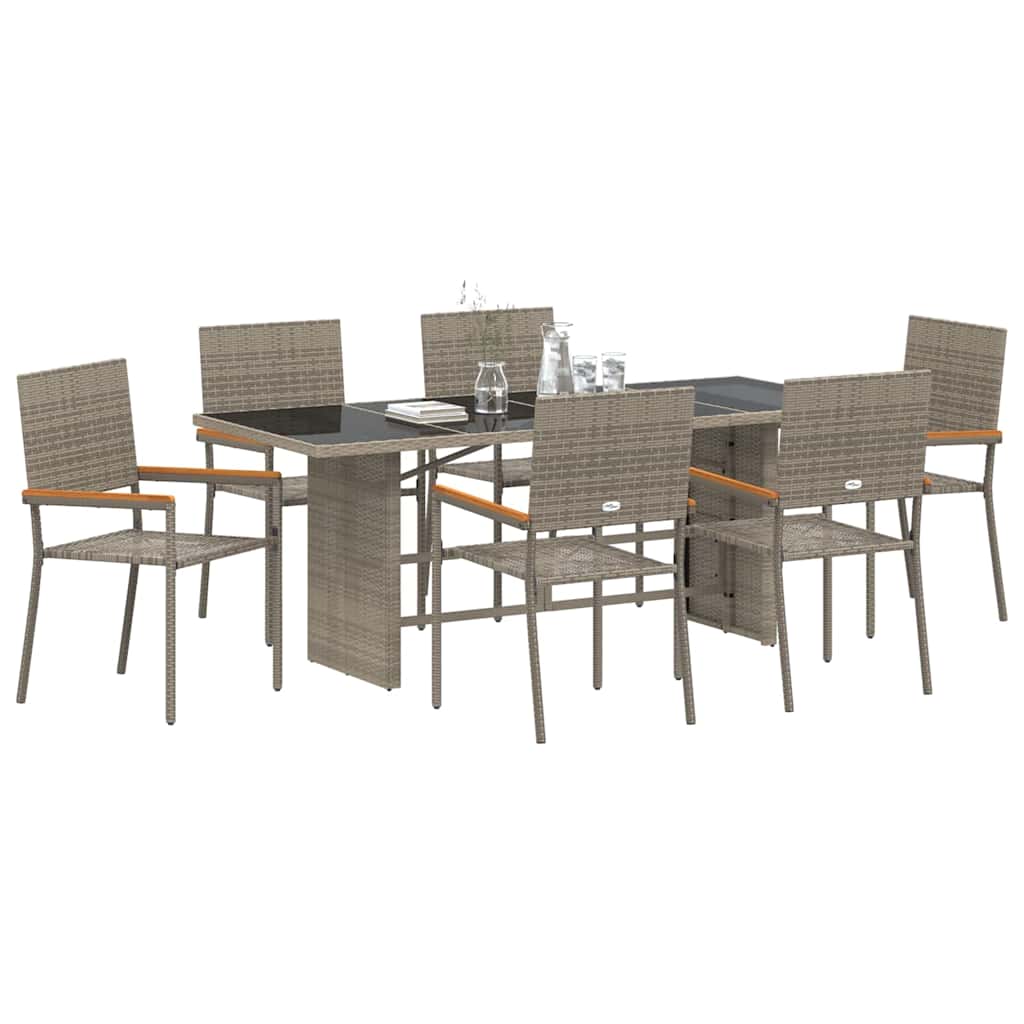 Garden Dining Set 7 pcs Grey Poly Rattan