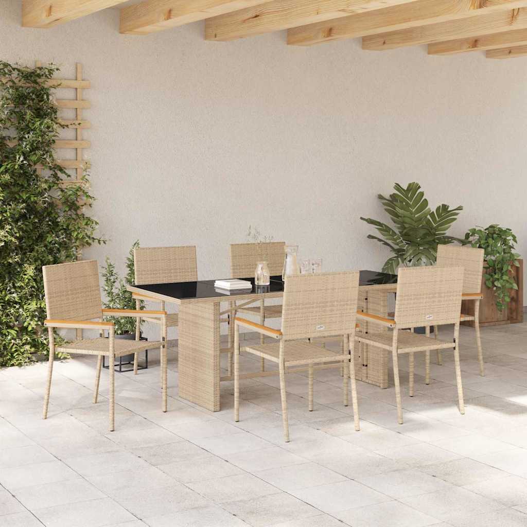 Garden Dining Set 7 pcs Beige Poly Rattan