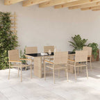 Garden Dining Set 7 pcs Beige Poly Rattan