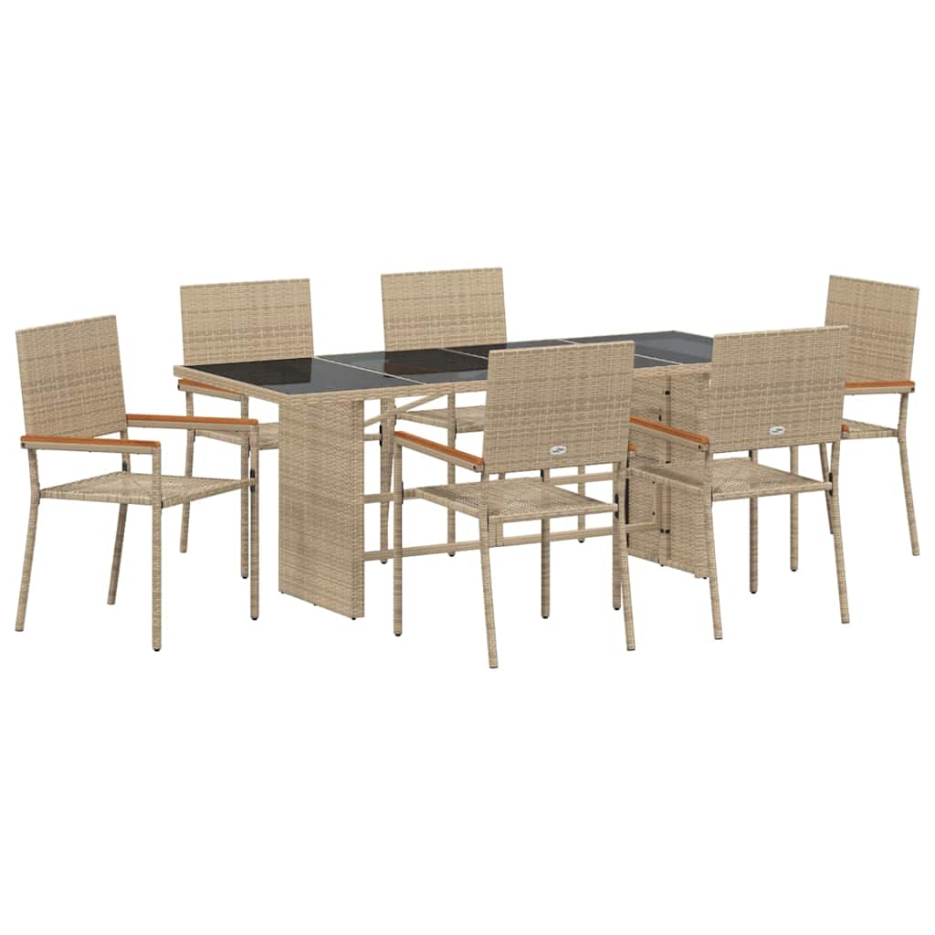 Garden Dining Set 7 pcs Beige Poly Rattan