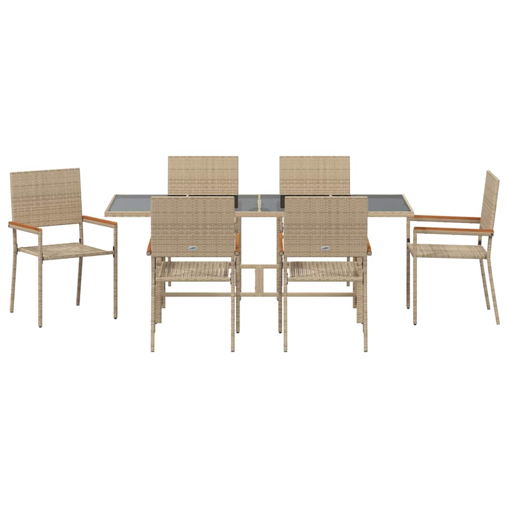 Garden Dining Set 7 pcs Beige Poly Rattan