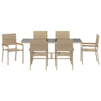 Garden Dining Set 7 pcs Beige Poly Rattan