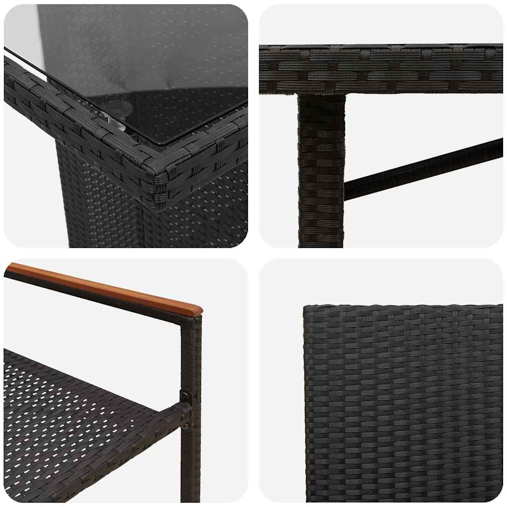Garden Dining Set 9 pcs Black Poly Rattan