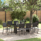 Garden Dining Set 9 pcs Black Poly Rattan