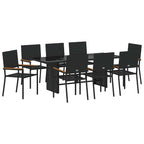 Garden Dining Set 9 pcs Black Poly Rattan