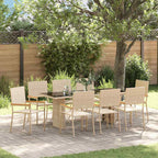 Garden Dining Set 9 pcs Beige Poly Rattan