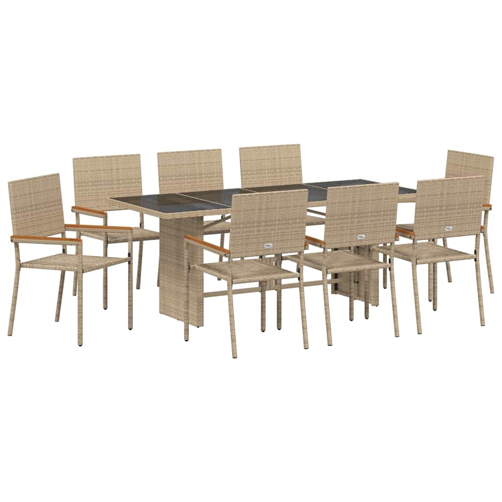 Garden Dining Set 9 pcs Beige Poly Rattan