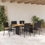 Garden Dining Set 7 pcs Black Poly Rattan