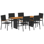 Garden Dining Set 7 pcs Black Poly Rattan