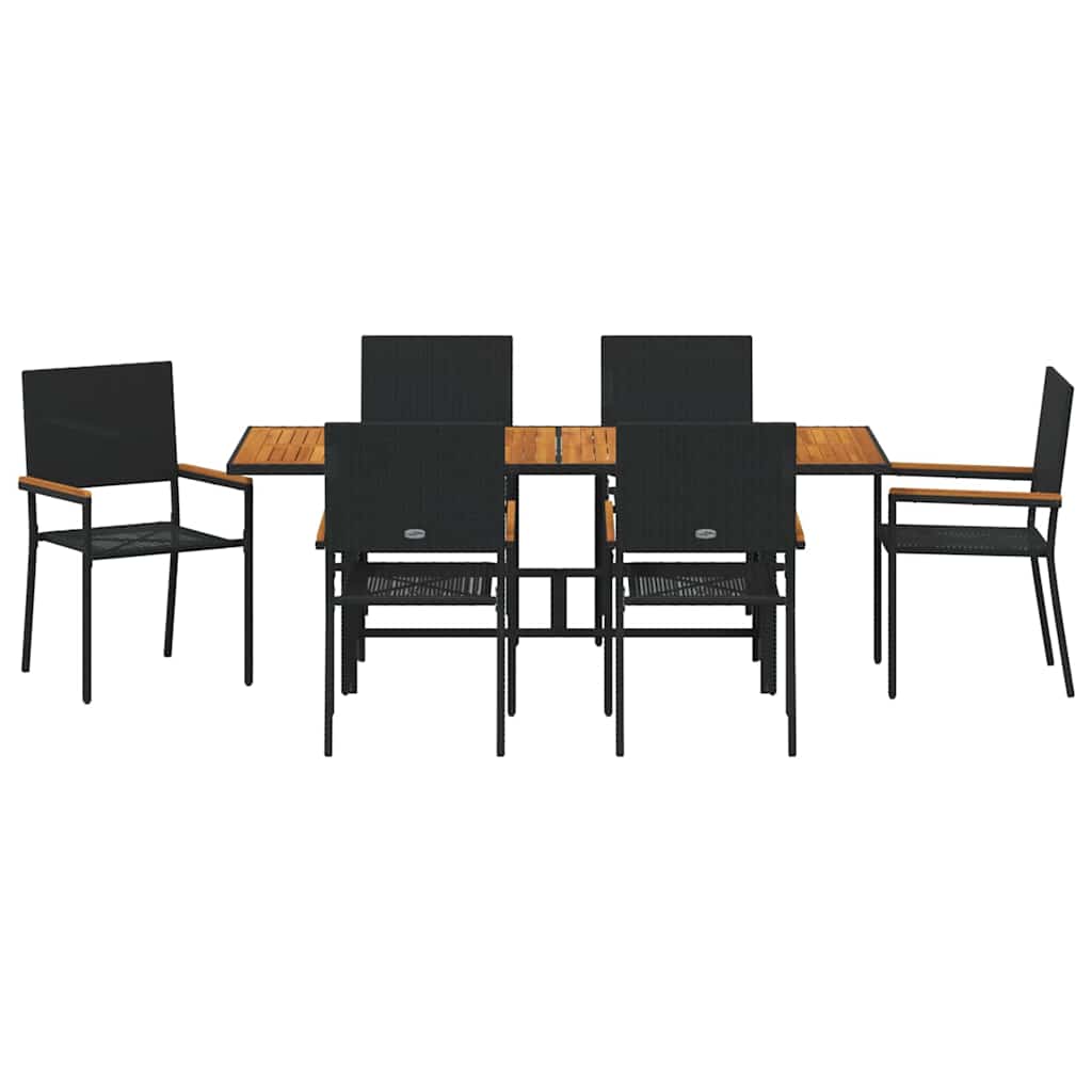 Garden Dining Set 7 pcs Black Poly Rattan