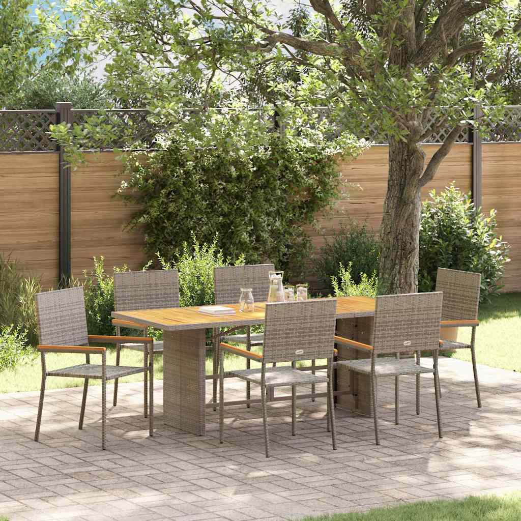 Garden Dining Set 7 pcs Grey Poly Rattan