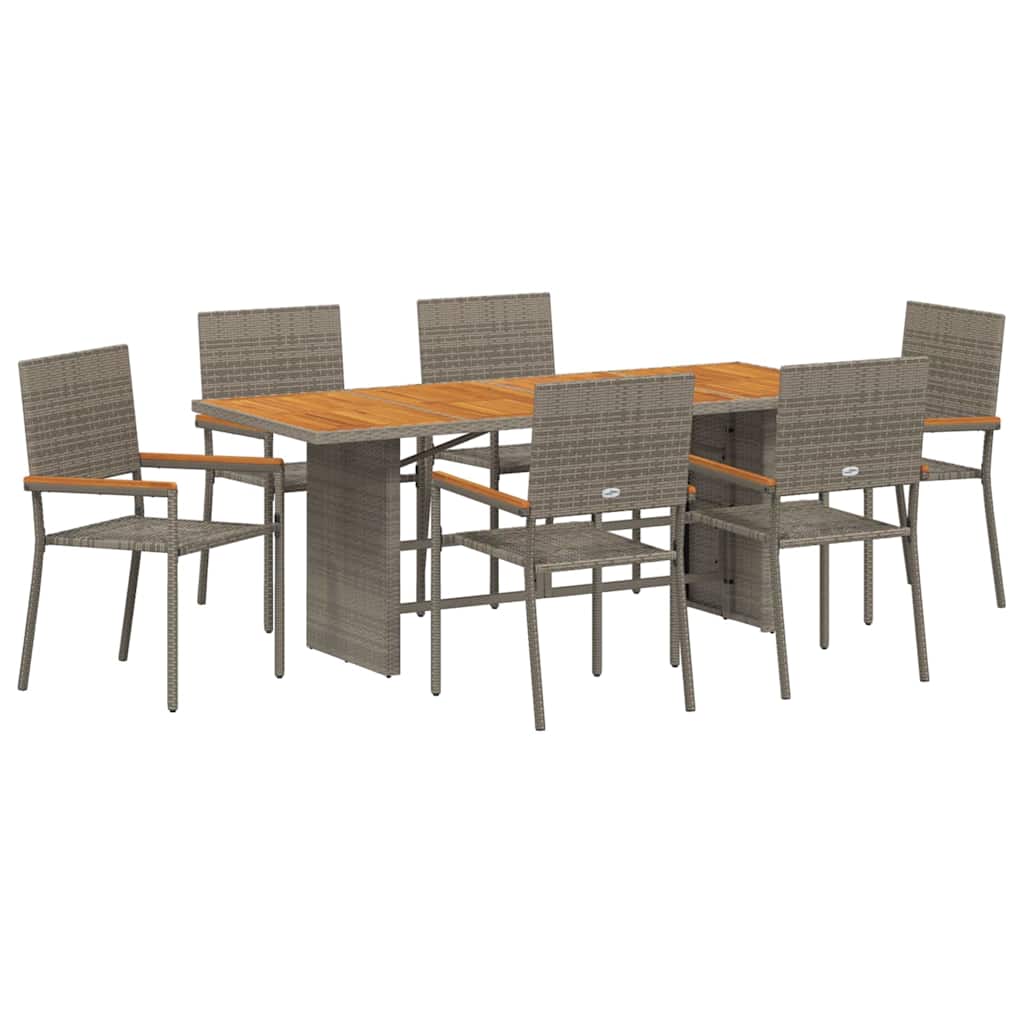 Garden Dining Set 7 pcs Grey Poly Rattan