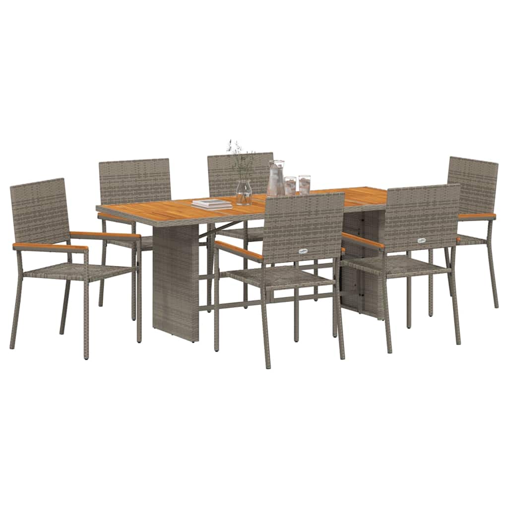Garden Dining Set 7 pcs Grey Poly Rattan