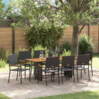 Garden Dining Set 9 pcs Black Poly Rattan