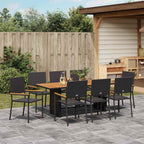 Garden Dining Set 9 pcs Black Poly Rattan