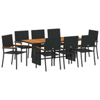 Garden Dining Set 9 pcs Black Poly Rattan