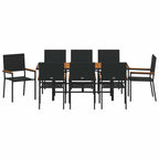 Garden Dining Set 9 pcs Black Poly Rattan