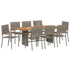 Garden Dining Set 9 pcs Grey Poly Rattan