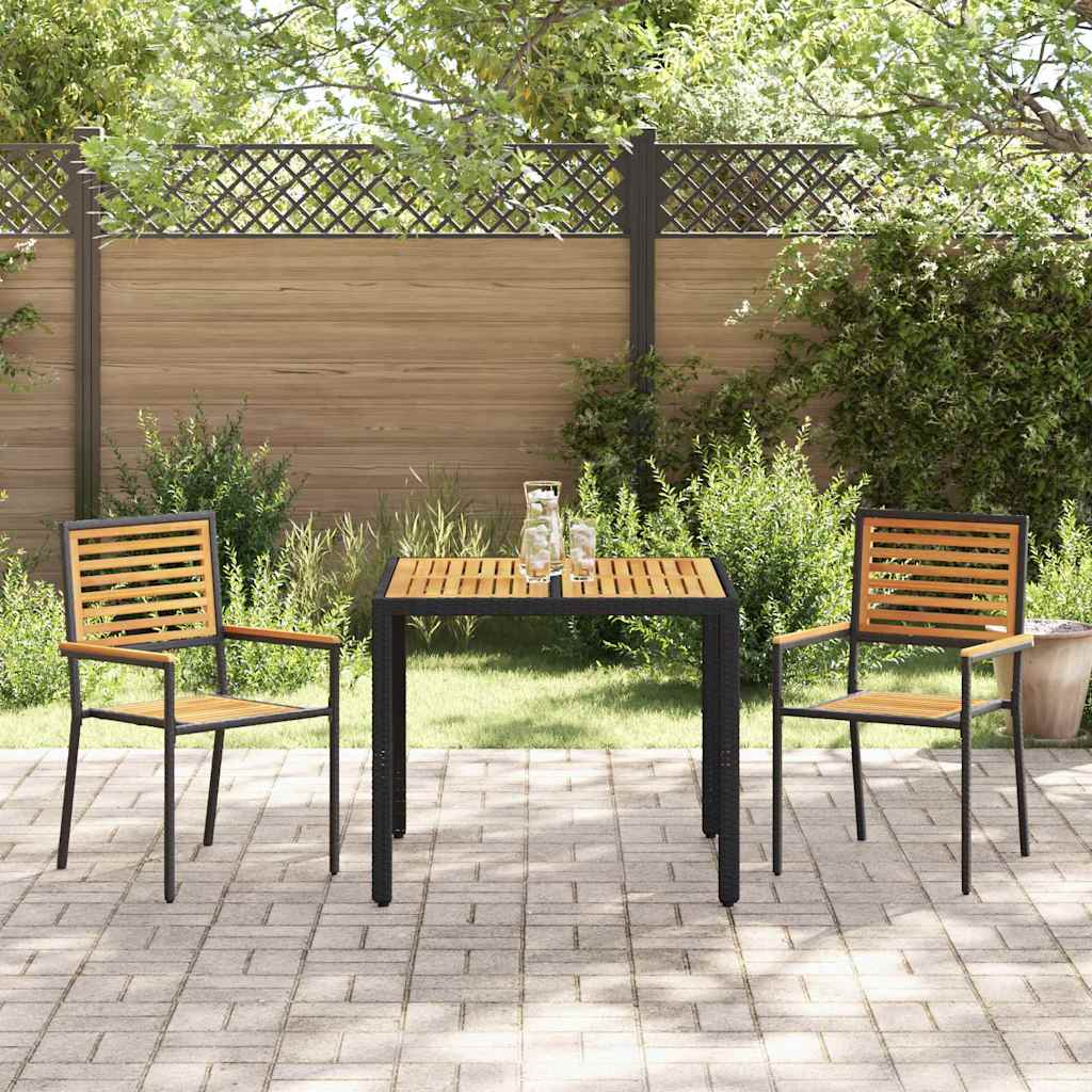 Garden Dining Set 3 pcs Black and Brown Poly Rattan
