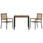 Garden Dining Set 3 pcs Black and Brown Poly Rattan
