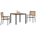 Garden Dining Set 3 pcs Black and Brown Poly Rattan