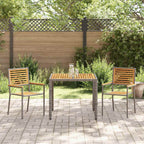 Garden Dining Set 3 pcs Grey and Brown Poly Rattan