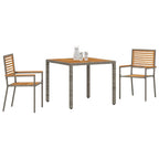 Garden Dining Set 3 pcs Grey and Brown Poly Rattan