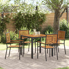 Garden Dining Set 5 pcs Black and Brown Poly Rattan