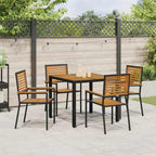 Garden Dining Set 5 pcs Black and Brown Poly Rattan