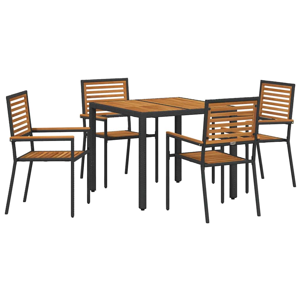 Garden Dining Set 5 pcs Black and Brown Poly Rattan