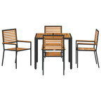 Garden Dining Set 5 pcs Black and Brown Poly Rattan