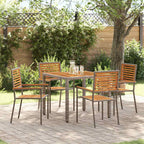 Garden Dining Set 5 pcs Grey and Brown Poly Rattan