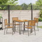 Garden Dining Set 5 pcs Grey and Brown Poly Rattan