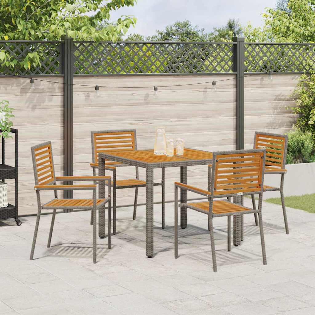 Garden Dining Set 5 pcs Grey and Brown Poly Rattan