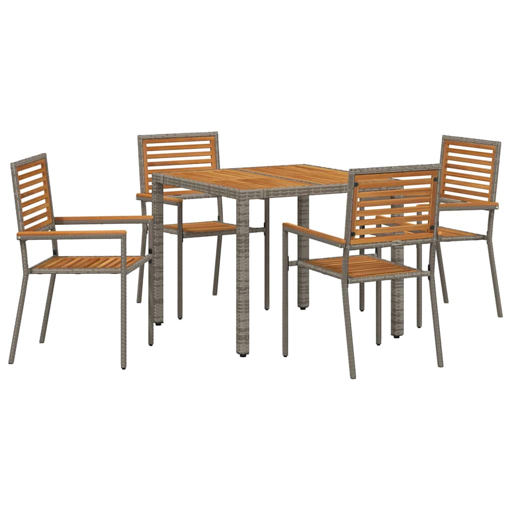 Garden Dining Set 5 pcs Grey and Brown Poly Rattan