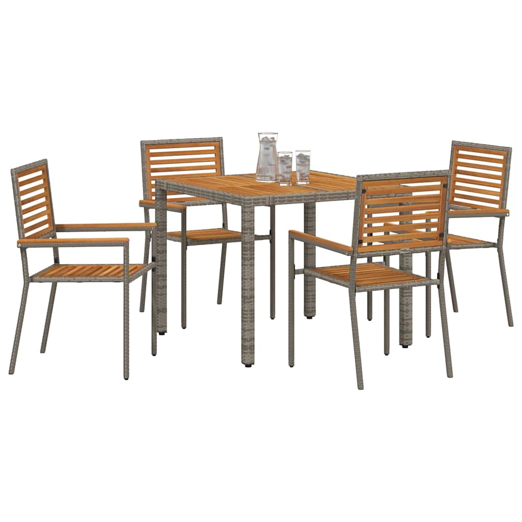 Garden Dining Set 5 pcs Grey and Brown Poly Rattan