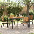 Garden Dining Set 5 pcs Black and Brown Poly Rattan