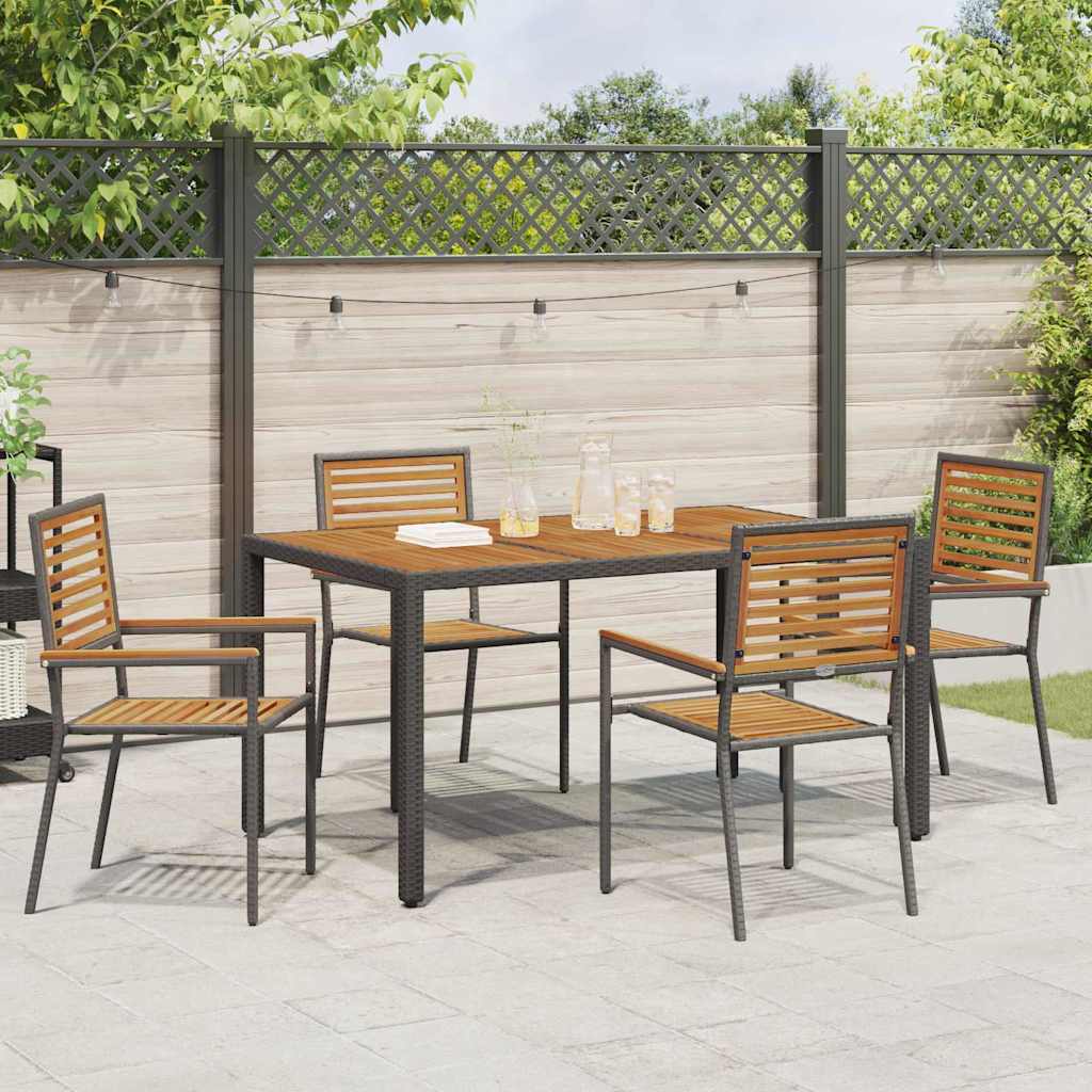 Garden Dining Set 5 pcs Black and Brown Poly Rattan