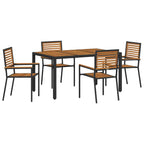 Garden Dining Set 5 pcs Black and Brown Poly Rattan