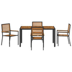 Garden Dining Set 5 pcs Black and Brown Poly Rattan