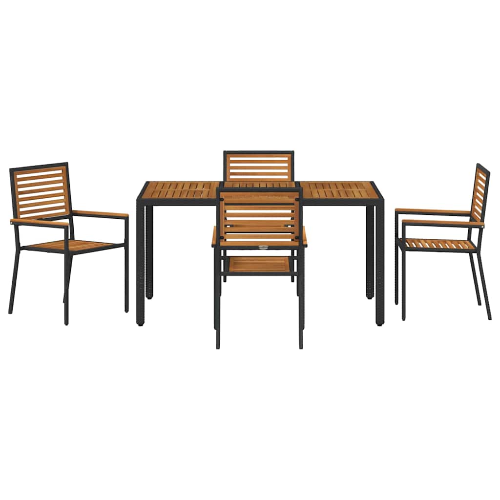 Garden Dining Set 5 pcs Black and Brown Poly Rattan