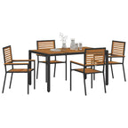 Garden Dining Set 5 pcs Black and Brown Poly Rattan