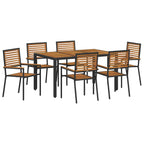 Garden Dining Set 7 pcs Black and Brown Poly Rattan