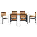 Garden Dining Set 7 pcs Black and Brown Poly Rattan