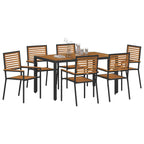 Garden Dining Set 7 pcs Black and Brown Poly Rattan