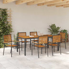 Garden Dining Set 7 pcs Black and Brown Poly Rattan