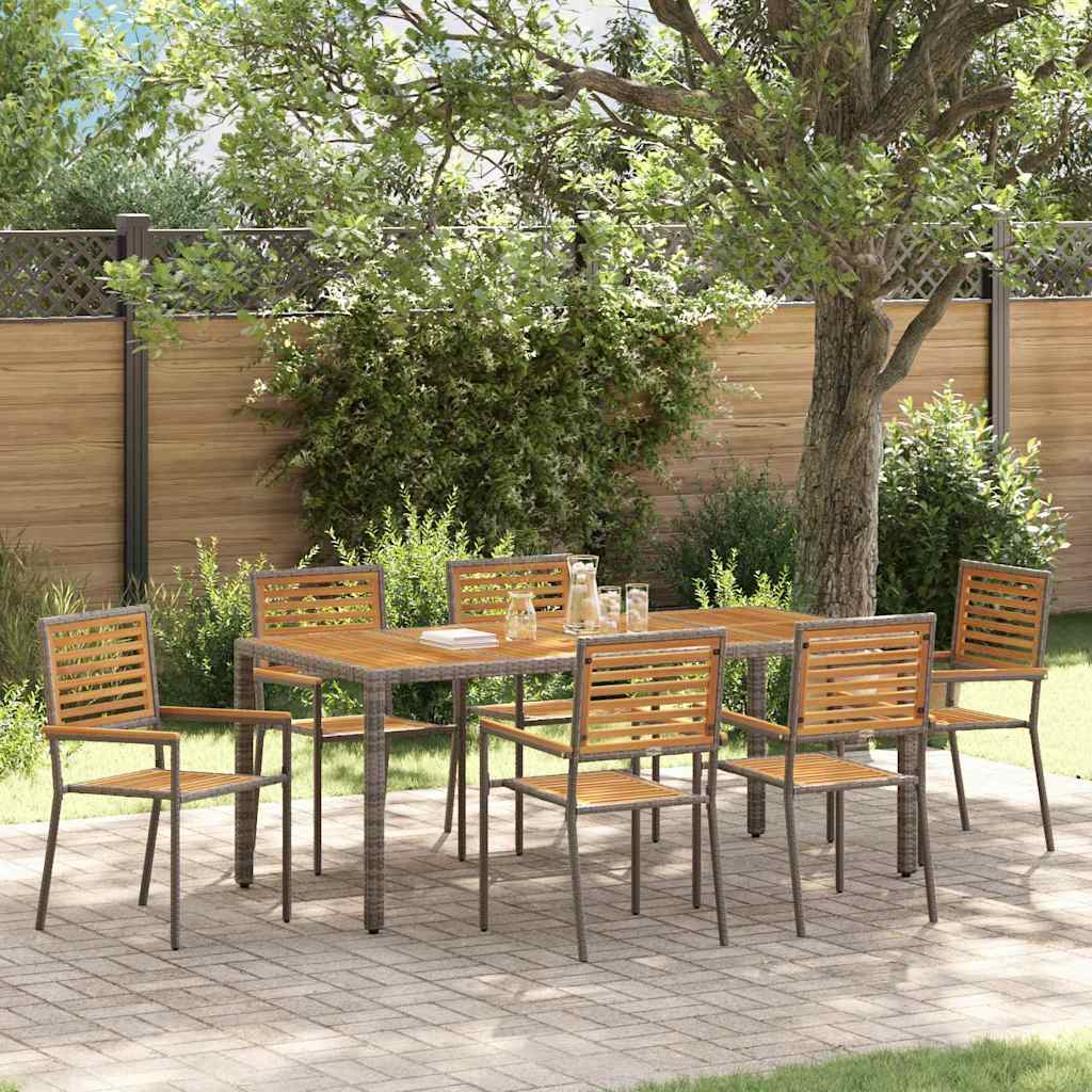 Garden Dining Set 7 pcs Grey and Brown Poly Rattan
