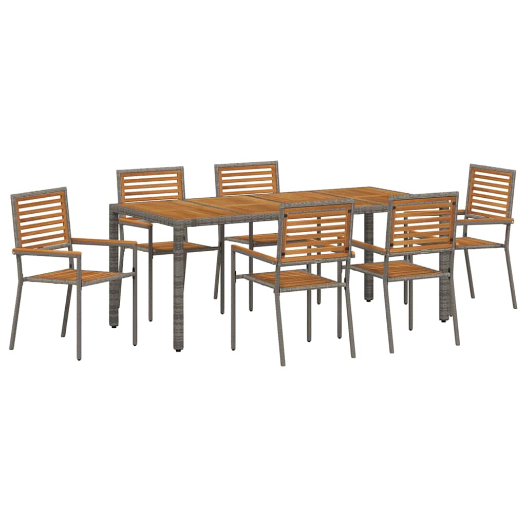 Garden Dining Set 7 pcs Grey and Brown Poly Rattan